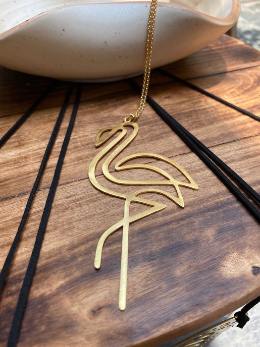 The Lovely Flamingo Pendant Gold Chain Necklace