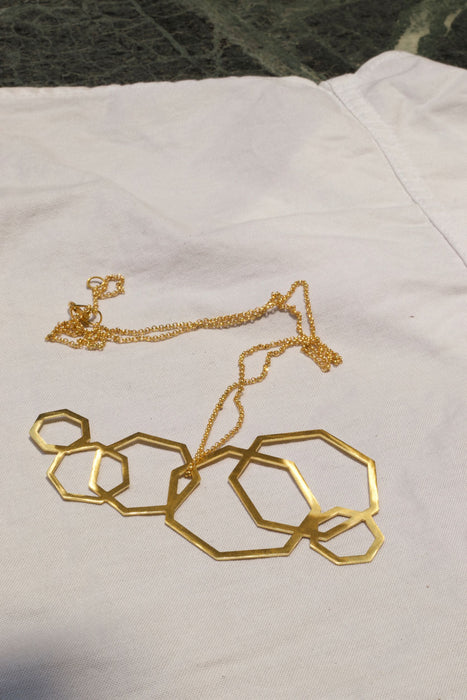 Sweet Honeycomb Gold Chain Necklace